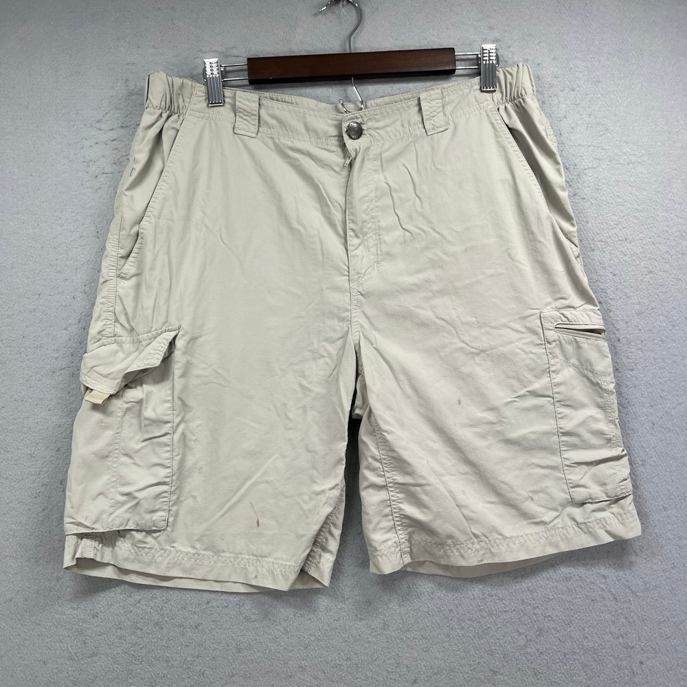 Columbia Cargo Shorts Men 36 Tan Silver Ridge Omni-Shade Hiking Outdoor Gorpcore